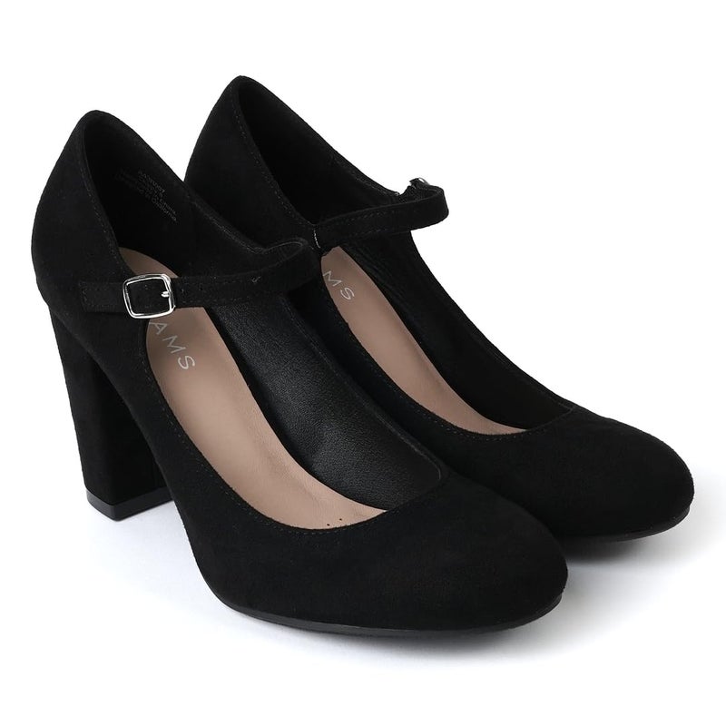 J. Adams Mary Jane High Heel - Cute Round Toe Block Heel - Classic Comfortable Easy Dress Shoe - Skippy by J Adams, Black Suede, 6.5 B(M) US - Image 3